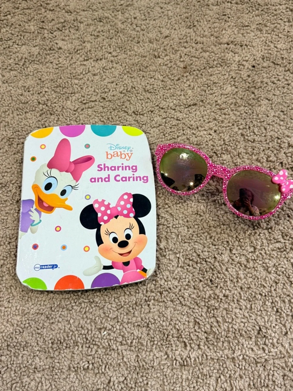 Disney Baby Sharing and Caring Book + Minnie Sunglasses Bundle